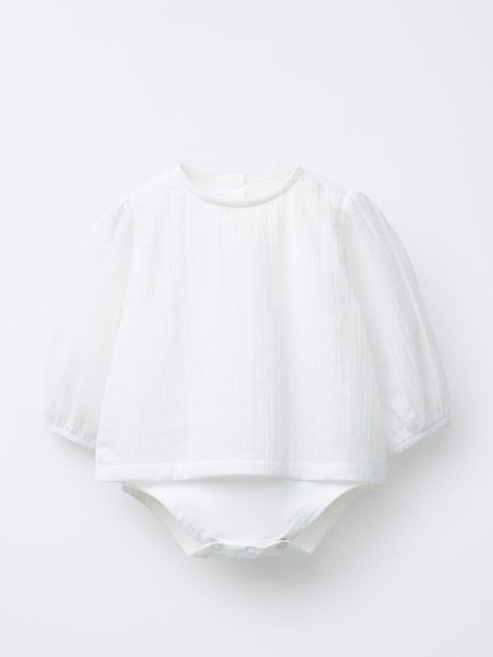 Zara white muslin baby bodysuit
